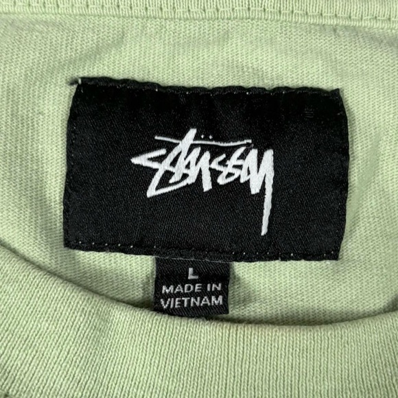Stussy Stock Logo Embroidered Short Sleeve T Shirt Green - Picture 5 of 7